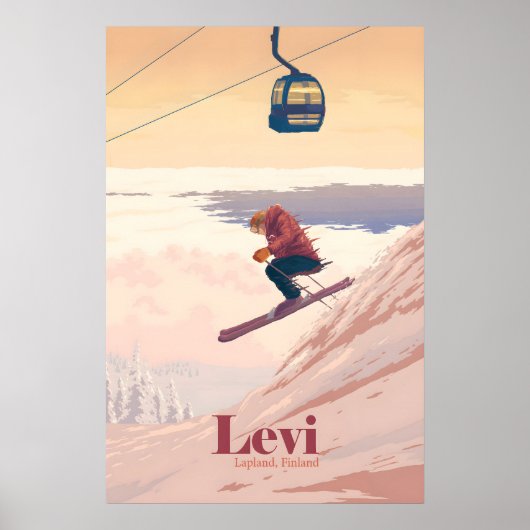 Levi Lapland Finland Skigebied Reisposter Poster (Voorkant)