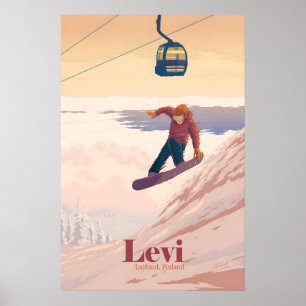 Levi Lapland Finland Snowboarden Reisposter Poster