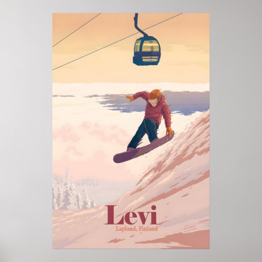 Levi Lapland Finland Snowboarden Reisposter Poster (Voorkant)