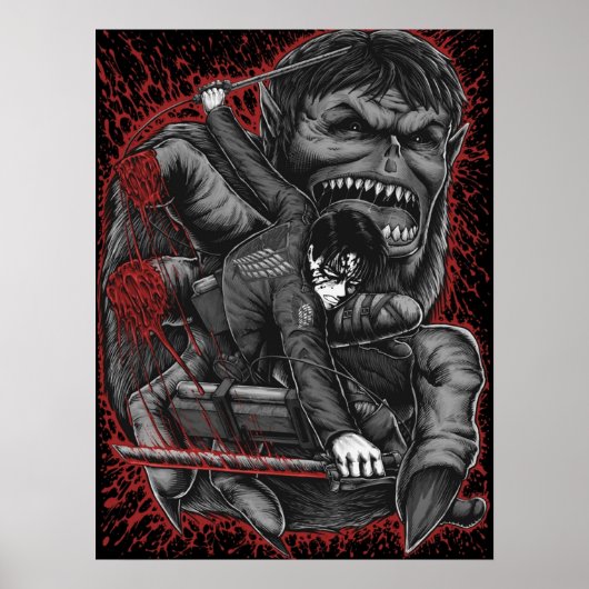 Levi vs Beast titan Poster (Voorkant)