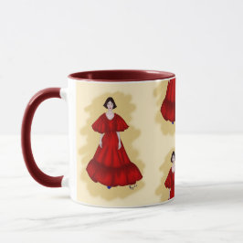 Leviarode jurk met sculpturale bewegingsstijl mok