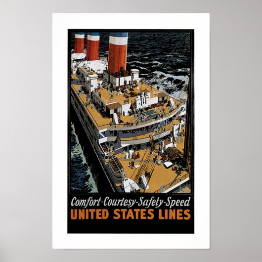 Leviathan Aft Uitzicht van United States Line Poster (Voorkant)