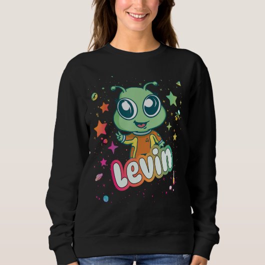 LEVIN - Schattigee jongensnaam met leuke alien Trui (Voorkant)