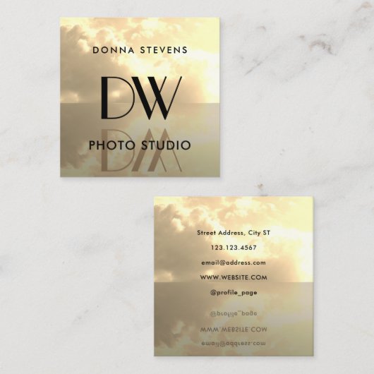 Levitatief initiaal-vliegsymbool vierkante visitekaartje (Voorkant / Achterkant)