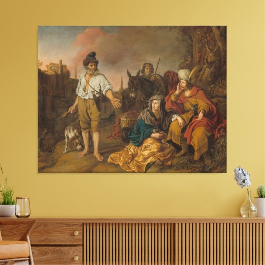 Levite en zijn concubine in Gibeah, het Oude Testa Canvas Afdruk (Insitu (Woonkamer))