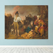 Levite en zijn concubine in Gibeah, het Oude Testa Canvas Afdruk (Insitu (Houten vloer))