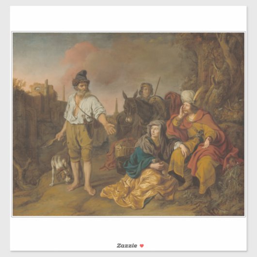 Levite en zijn concubine in Gibeah, het Oude Testa Sticker (Vel)