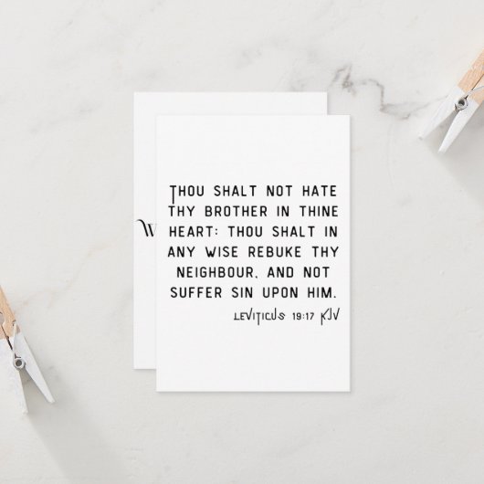 Leviticus 19:17 KJV Bijbelscriptgroet Kaart (Voorkant / Achterkant in situ)