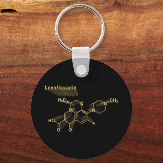 Levofloxacine antibioticum, goudformule sleutelhanger (Voorkant)
