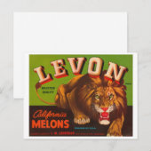 Levon Calfironia Melons Crate Label - Lion Briefkaart (Voorkant / Achterkant)