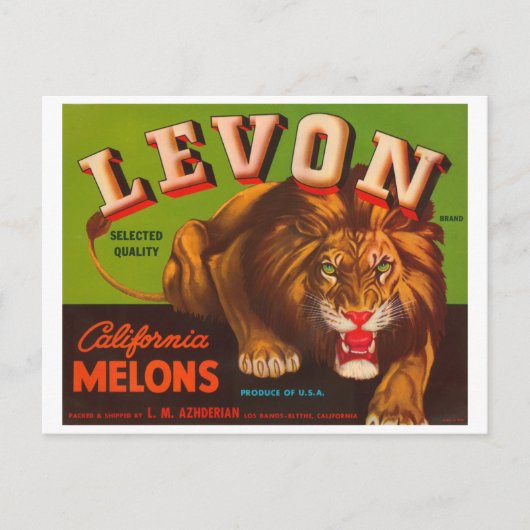 Levon Calfironia Melons Crate Label - Lion Briefkaart (Voorkant)