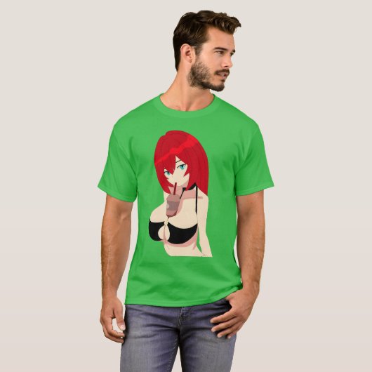 Lewd anime girl funny t-shirt (Voorkant volledig)