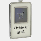 Lewellin Setter Verzilverd Omlijst Ornament (Rechts)