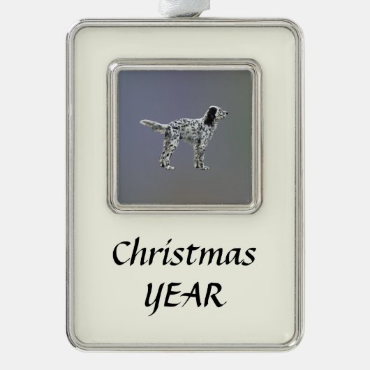 Lewellin Setter Verzilverd Omlijst Ornament (Voorkant)