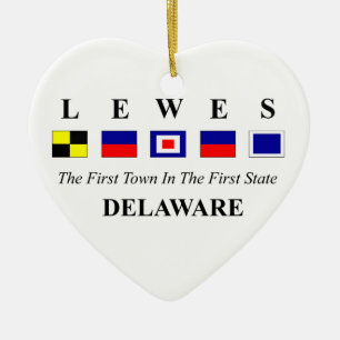 Lewes, DE 2- Nautical Flag Spelling Keramisch Ornament