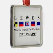 Lewes, DE 2- Nautical Flag Spelling Metalen Ornament (Rechts)