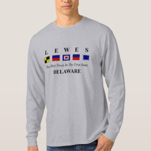 Lewes, DE 2- Nautical Flag Spelling T-shirt