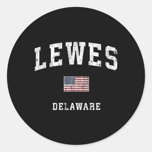 Lewes Delaware De American Flag Sports Ronde Sticker (Voorkant)