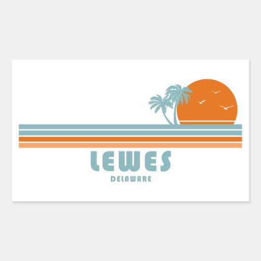 Lewes Delaware Sun Palm Trees Rechthoekige Sticker (Voorkant)