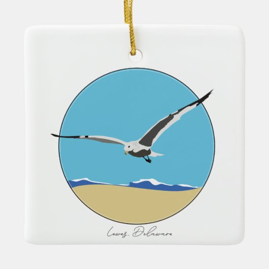 Lewes, Delaware Zee Gull over Beach Keramisch Ornament (Voorkant)