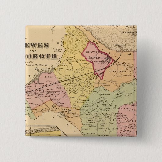 Lewes en Rehoboth Vierkante Button 5,1 Cm (Voorkant)