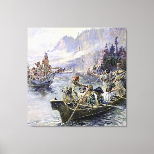 “Lewis and Clark” door Charles M Russell Canvas Afdruk (Voorkant)