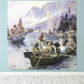 “Lewis and Clark” door Charles M Russell Canvas Afdruk (Insitu (Houten vloer))