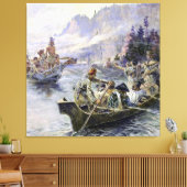 “Lewis and Clark” door Charles M Russell Canvas Afdruk (Insitu (Woonkamer))