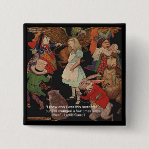 Lewis Carroll Illustratie & Veranderende Kennis Ci Vierkante Button 5,1 Cm