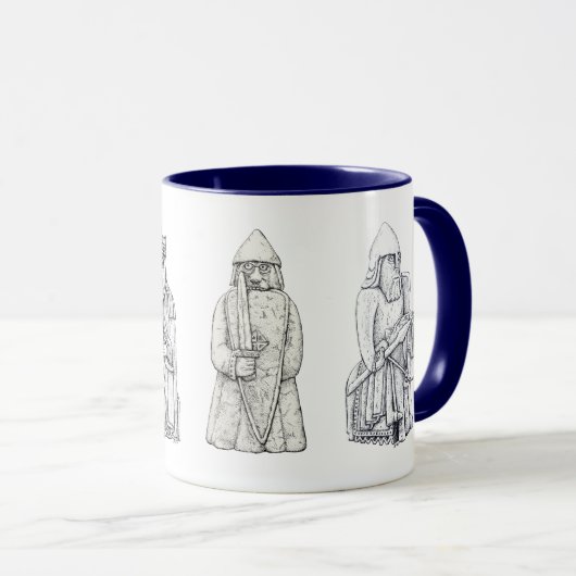 Lewis chessmen stipple art mok (Voorkant rechts)