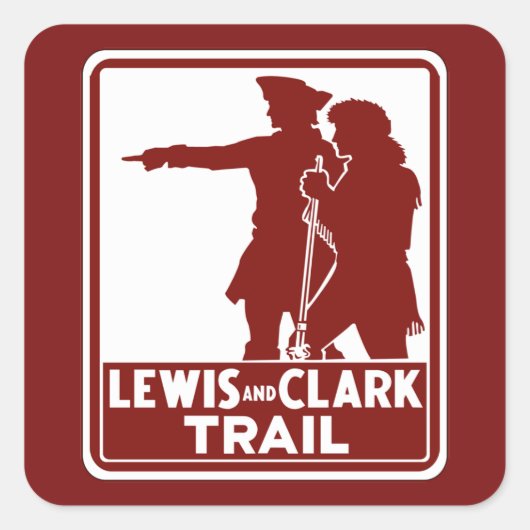 Lewis & Clark, Traffic Guide Sign, Verenigde State Vierkante Sticker (Voorkant)
