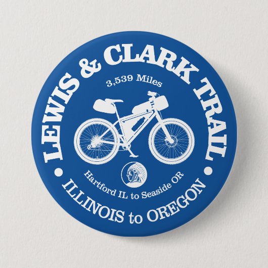 Lewis & Clark Trail (fietsen) Ronde Button 7,6 Cm (Voorkant)