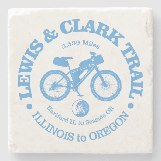 Lewis & Clark Trail (fietsen) Stenen Onderzetter (Voorkant)