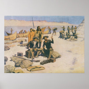 Lewis en Clark aan de Columbia River Poster