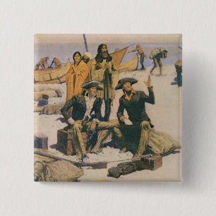 Lewis en Clark aan de Columbia River Vierkante Button 5,1 Cm