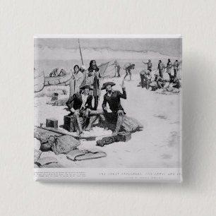 Lewis en Clark aan de monding van de Columbia Vierkante Button 5,1 Cm