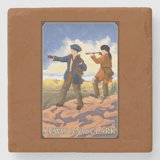 Lewis en Clark die het Westen verkennen Stenen Onderzetter (Voorkant)