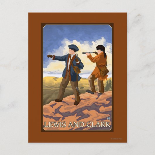 Lewis en Clark Exploring the West Briefkaart (Voorkant)