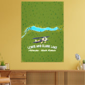 Lewis en Clark meer kaart poster. Canvas Afdruk (Insitu (Woonkamer))