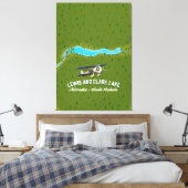 Lewis en Clark meer kaart poster. Canvas Afdruk (Insitu (Slaapkamer))