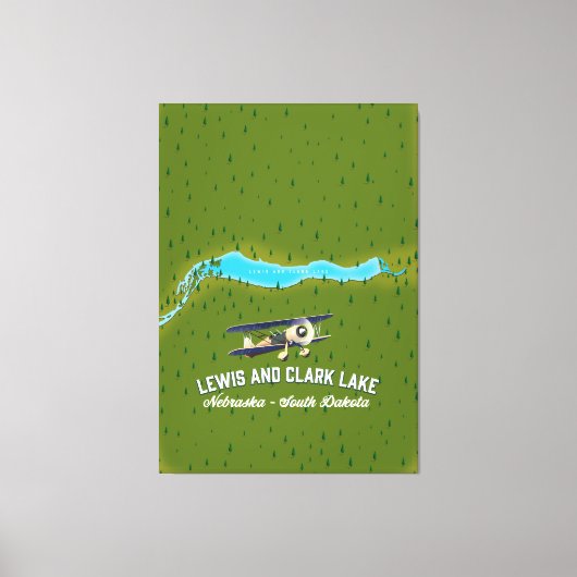 Lewis en Clark meer kaart poster. Canvas Afdruk (Voorkant)