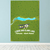 Lewis en Clark meer kaart poster. Canvas Afdruk (Insitu (Houten vloer))