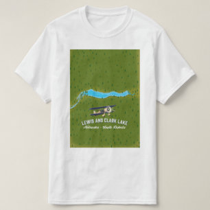 Lewis en Clark meer kaart poster. T-shirt