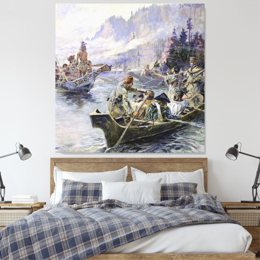 “Lewis en Clark” van Charles M Russell Canvas Afdruk (Insitu (Slaapkamer))