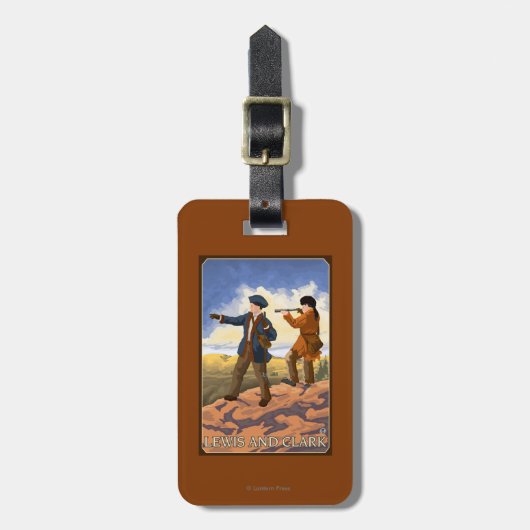 Lewis en Clark verkennen het Westen Bagagelabel (Voorkant verticaal)