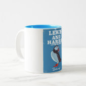 Lewis en Harris Schotland Puffin reisposter Tweekleurige Koffiemok (Voorkant links)