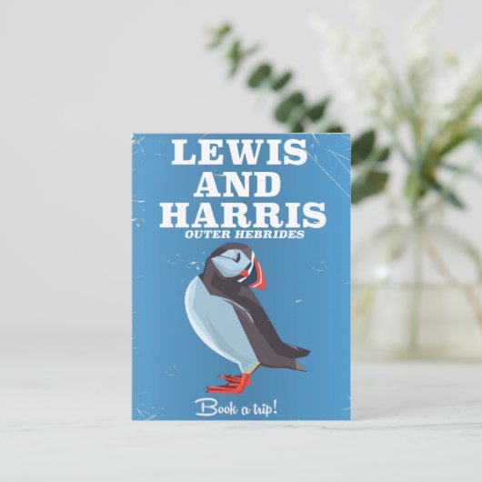 Lewis en Harris Scotland Puffin reisposter Briefkaart (Staand voorkant)