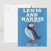 Lewis en Harris Scotland Puffin reisposter Briefkaart (Voorkant / Achterkant)