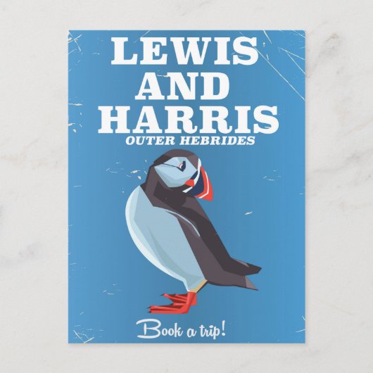 Lewis en Harris Scotland Puffin reisposter Briefkaart (Voorkant)