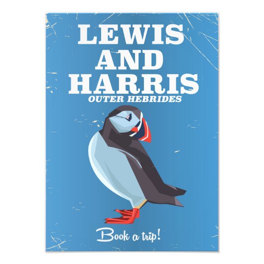 Lewis en Harris Scotland Puffin reisposter Foto Afdruk (Voorkant)